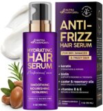 Hydrating Hair Serum for Dry & Frizzy Hair, Lightweight Leave-In Anti-Frizz Treatment, Non-Greasy Split Ends Repair with Keratin, Biotin, Castor & Rosemary Oils, Smooth Shine & Heat Protection, 5 oz - Image 2