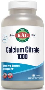 KAL Calcium Citrate 1000mg, Calcium Supplements for Women and Men, Bone Health, Teeth, Nervous, Muscular & Cardiovascular System Support, Gluten Free and Lab Verified, 60 Servings, 180 Tablets - Image 2