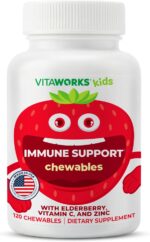 Kids Elderberry With Zinc and Vitamin C - Immune Support Supplement Chewable Tablets - Tasty Natural Mixed Berry Flavor - Vegan, Vegetarian, Gluten Free, Non-GMO, for Children, 120 Chewables - Image 2