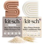 Kitsch Rice Water Protein Solid Shampoo and Conditioner Set for Hair Growth – Strengthening Hair Care Duo w/Rice Protein & Vitamins for Damage Repair – Paraben, Sulfate & Silicone Free, Made in USA - Image 2