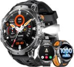 LIGE Military Smart Watches for Men(3 Bands),1000mAh/1.85" HD Large Screen Smartwatch, Flashlight/110+ Sports Modes/IP68 Waterproof/Sleep Monitor, Fitness Tracker Watch for Android iOS,Jet Black - Image 2