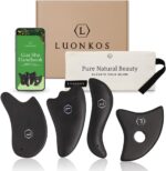 LUONKOS Gua Sha Facial Tools - Set of 4 Black - Large Bian Stone Guasha Tool for Face Sculpting - Lymphatic Drainage Massager with Polished Edges Glide Effortlessly for Daily Skincare Routine - Image 2