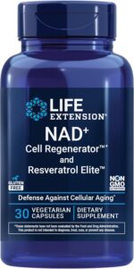 Life Extension NAD+ Cell Regenerator™ and Resveratrol Elite™*, nicotinamide riboside, Trans-resveratrol, quercetin, Fisetin, Heart Health, Healthy Aging, Vegetarian, Non-GMO, Gluten Free, 30 Capsules - Image 2