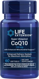 Life Extension Super Ubiquinol CoQ10 with Enhanced Mitochondrial Support, Potent Heart Health & Cellular Energy Production Support, Ultra-absorbable, Gluten-Free, Non-GMO, 100 mg, 60 softgels - Image 2