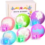 Light Up Bath Bombs with Surprise Inside, 4.23 oz XL Natural Gift Set 6 with Essential Oils, Magnesium Large Bath Bombs for Women Relaxing Spa Skin Moisturize Gifts for Women - Image 2