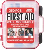 M2 BASICS Professional 350 Piece First Aid Kit, Wall Mountable Dual Layer Hard Case for Business, Home, Car, Vehicle & Work - Image 2
