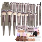 MAANGE Makeup Brushes 51 Pcs Makeup Kit, Multi-functional Makeup Tool Set with Makeup Brush Foundation Brush Make up Brushes Set Bag (Champagne) - Image 2