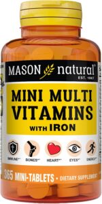 MASON NATURAL Mini Multi Vitamins with Iron, Vitamins A, C, D, E, B1, B2, B3, B6, B12, Folate and Calcium for Overall Health, 1 Year Supply - Image 2