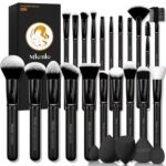 Makeup Brushes Set, Mlemle Professional 26 Pcs Makeup Kit, Include Powder Foundation Concealers Blush Eye shadows Eyebrow 21 Pcs Makeup Brushes and 2 Powder Puff, 3 Makeup Sponge(A01-Black) - Image 2