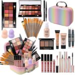 Makeup Set for Girls, Rainbow Makeup Kit, Beauty Boxes with Brushes and Cosmetics, Fashionable Makeup Case Organizer, Pink - Image 2