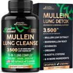 Mullein Lung Detox - Mullein Leaf Extract - Marshmallow Root | Echinacea | Oregano | Quercetin | NAC - 15-in-1 Lung Support & Cleanse for Smokers Supplement - Made in USA - As Drops - 60 Capsules - Image 2