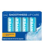 NIVEA Smoothness Lip Care, Sunscreen Lip Balm with SPF 15 Broad Spectrum, Shea Butter, Nourishing Oils and Vitamin C & E, 3-in-1 Moisture, Repair and Sunscreen, 0.17 Oz Stick, Pack of 4 - Image 2