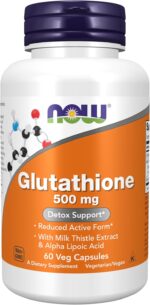 NOW Foods Supplements, Glutathione 500 mg, With Milk Thistle Extract & Alpha Lipoic Acid, Free Radical Neutralizer*, 60 Veg Capsules - Image 2