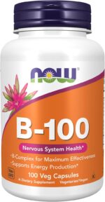 NOW Foods Supplements, Vitamin B-100, Energy Production*, Nervous System Health*, 100 Veg Capsules - Image 2