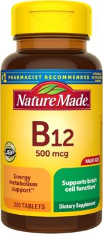 Nature Made Vitamin B12 500 mcg, Dietary Supplement for Energy Metabolism Support, B12 Vitamins 500 mcg, 200 Tablets, 200 Day Supply - Image 2