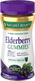 Nature's Bounty Elderberry Gummies, Immune Support, Contains Vitamin A, C, D, E and Zinc, 40 Gummies - Image 2