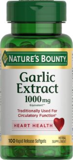 Nature’s Bounty Garlic Extract, Herbal Supplement, Supports Circulatory Function, 1000mg, 100 Rapid Release Softgels - Image 2
