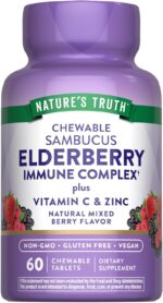 Nature's Truth Elderberry Immune Complex | 60 Chewable Tablets | Plus Vitamin C & Zinc | Mixed Berry | Vegan, Non-GMO, & Gluten Free Supplement - Image 2