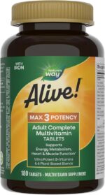 Nature's Way Alive! Max3 Potency Daily Multivitamin, Methylated B12 and Folate, Ultra Potency B-vitamins to Support Energy Metabolism*, 180 Tablets - Image 2