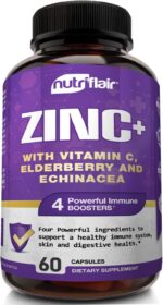 NutriFlair Zinc 50mg - with Vitamin C, Elderberry, Echinacea Purpurea Extract, Zinc Oxide - Compare with picolinate, Citrate, Oxide - Complete Immune Support Formula Pills with 4 Immune Defense - Image 2