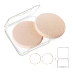 OWLFAVO 2pcs Round Makeup Sponges with 1 Travel Case, Beauty Face Primer Compact Powder Puff, Blender Sponge Replacement for Cosmetic Flawless Foundation, Sensitive and All Skin Types - Image 2