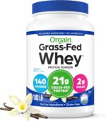 Orgain Whey Protein Powder, Vanilla Bean, 21g Grass Fed Dairy Protein, 5g BCAAs, 3g Prebiotic Fiber, 2g Sugar, No Added Hormones, Gluten Free, Kosher, for Shakes & Smoothies, 1.82 lb - Image 2