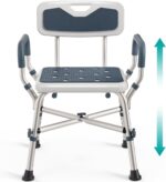 PELEGON Shower Chair for Elderly and Disabled (450lb) with Padded Armrests and Back, Adjustable Height Shower Seat, Heavy Duty Shower Chairs for Inside Shower, Handicap - Blue - Image 2