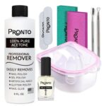 Pronto Gel Nail Polish Remover Kit – 8 Oz Pure Acetone 100 Percent, Nail File, Nail Polish Soak Off Bowl, Cuticle Oil for Nail Care + Manicure Set with Nail Buffer Block, Cuticle Pusher & Nail scraper - Image 2