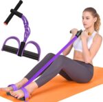 Resistance Bands with Handle, 6-Tube Elastic Foot Pedal Resistance Band, Natural Rubber Ankle Puller Sit-up Exercise, Multifunction Fitness Band for Abdomen, Waist, Arm, Leg Stretching Training - Image 2