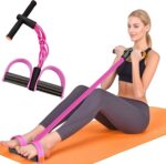 Resistance Bands with Handle, 6-Tube Elastic Foot Pedal Resistance Band, Natural Rubber Ankle Puller Sit-up Exercise, Multifunction Fitness Bands for Abdomen, Waist, Arm, Leg Stretching Training - Image 2