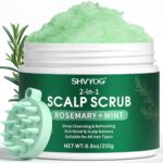 SHVYOG Scalp Scrub, Rosemary Exfoliator Scrub with Peppermint & Sea Salt, Anti-Dandruff Detox Clarifying Exfoliator Shampoo for Deep Scalp Cleanse with Scalp Massager - Image 2