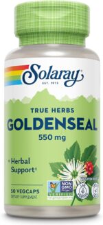 SOLARAY Goldenseal Root Capsules - 550 mg, Golden Seal Herbal Supplements for Wellness Support, Vegan, No Gluten, for Adults - 50 Count VegCaps - Image 2