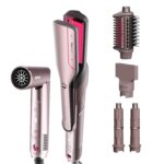 Shark FlexFusion Hair Straightener & Powerful Hair Dryer with Fusion Hair Brush, Ceramic Air Styler with Auto-Wrap Curlers & Concentrator, Ceramic Plates, Cosmic Blush HD641S - Image 2
