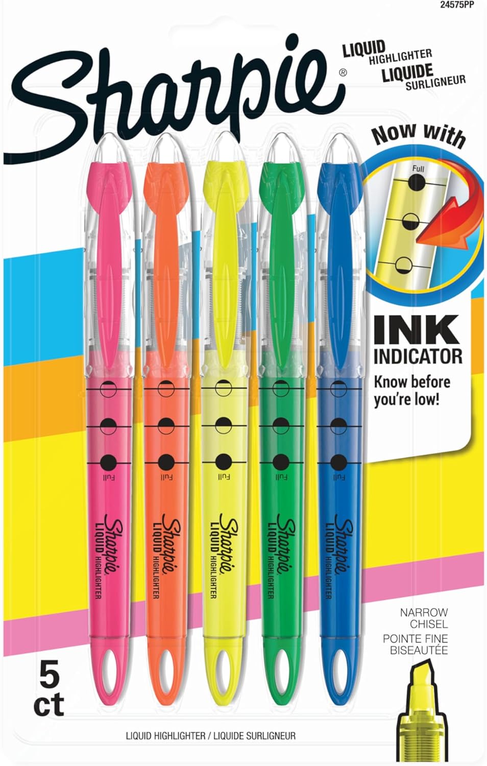 Sharpie Liquid Highlighters, Chisel Tip, Assorted Colors, 5 Count - Office, Classroom, Desk, School Supplies - Image 2