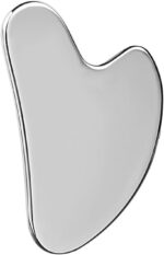 Stainless Steel Gua Sha Facial Tools Guasha for Face Metal Gua Sha Tighten Skin Massage Guasha Beauty Tool for Body Eyes Neck Massager with Travel Pouch Skin Care Gifts (Silver) - Image 2