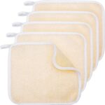 Tatuo 5 Pcs Exfoliating Face and Body Wash Cloths Towel Weave Bath Exfoliating Scrub Massage Bath Cloth for Women and Men, 10.63 x 9.05 Inch(Beige Edge) - Image 2