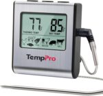TempPro TP16 Large LCD Digital Cooking Food Meat Thermometer for Smoker Oven Kitchen BBQ Grill Thermometer Clock Timer with Stainless Steel Temperature Probe(Previously ThermoPro) - Image 2