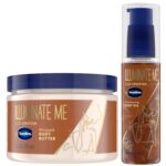 Vaseline Illuminate Me Body Butter & Oil - Shimmering Body Bronzer, Hydrating Whipped Organic Shea Butter with 24-Hour Moisture for Melanin-Rich Skin, Radiant Glow Oil (2 Piece Set) - Image 2