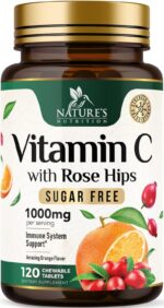 Vitamin C Chewable 1000mg Per Serving - Extra Strength Antioxidants for Powerful Immune Support w/Vitamin C & Rose HIPS, Potent Dietary VIT C Chews Supplement, Natural Orange Flavor, 120 Tablets - Image 2