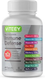 Viteey 11 in 1 Immune Support Supplement - Immune Defense with Vitamin D3, B6, Echinacea, Turmeric, Rose-HIPS, Selenium, BioPerine, Ginger, Elderberry Vitamin C and Zinc - 60 Count - Image 2
