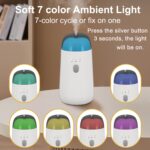 Waterless Diffuser for Essential Oil, Battery Operated Nebulizer, Portable Mini Scent Air Machine, Rechargeable Aromatherapy diffusers with 7color LED Light for Car, Home, Room, Office White - Image 2