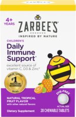 Zarbee's Kids Immune Support, Vitamin C, D & Zinc Daily Immunity Vitamins for Children 4+ Years, Natural Tropical Fruit Flavor, 28 Chewable Tablets - Image 2