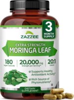 Zazzee USDA Organic Moringa Oleifera Leaf Extract 20:1, 20,000 mg Equivalent, 180 Vegan Capsules, Certified Kosher, High Potency Superfood Supplement, Antioxidant & Cellular Support, Made in The USA - Image 2